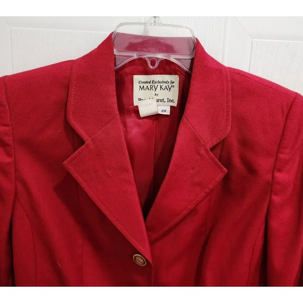 Lot of‎ 2 Mary Kay Women's Button Up Blazer Jackets Red Embroidered Size 2/2P